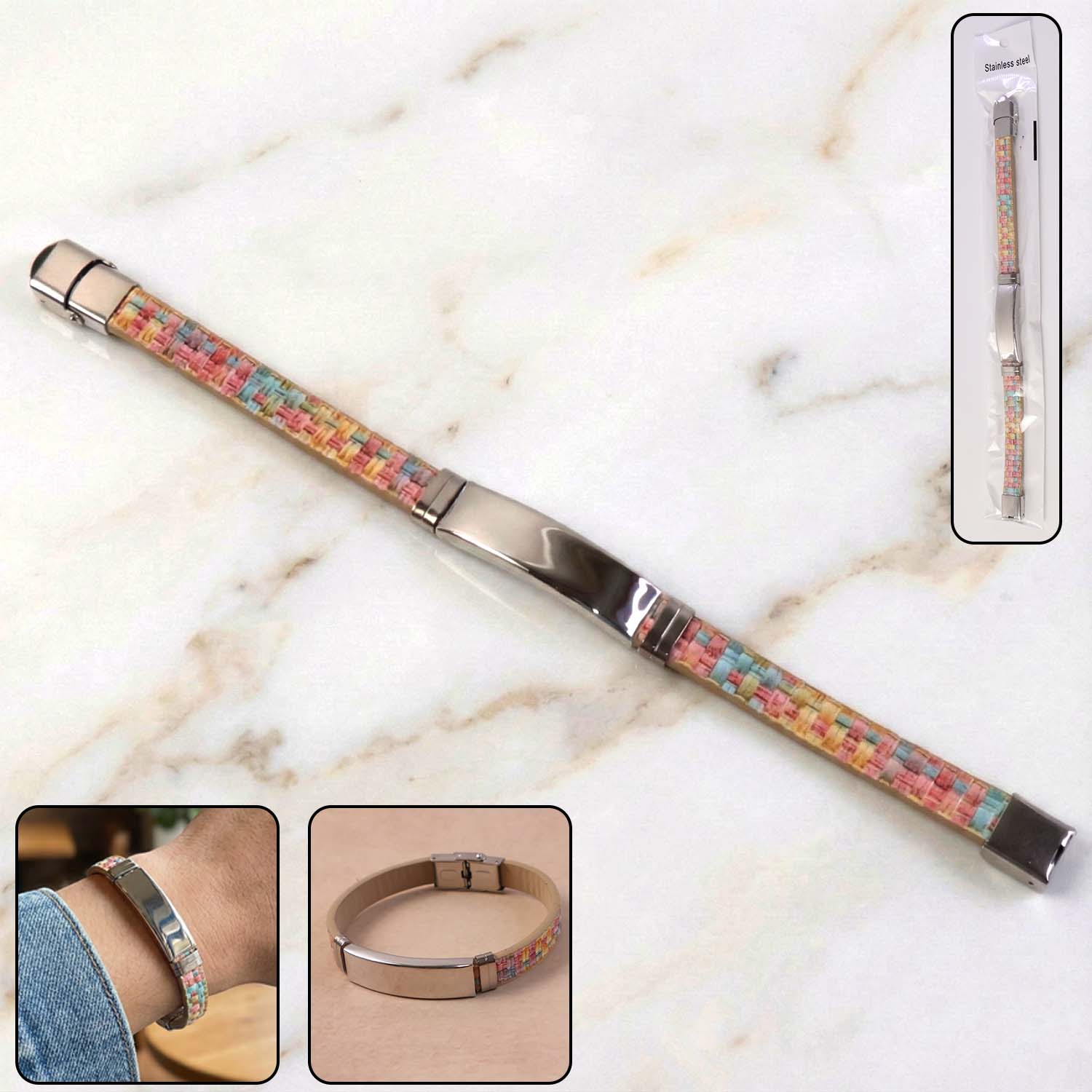 Wukusy premium fancy wrist bracelet with multicolor woven design, featuring intricate craftsmanship and vibrant colors.