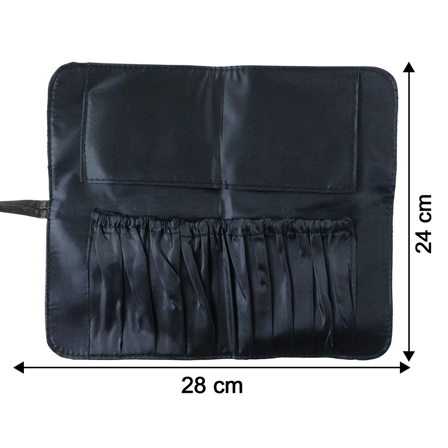 Wukusy premium foldable makeup brush organizer bag with multiple compartments, designed for easy storage and travel.