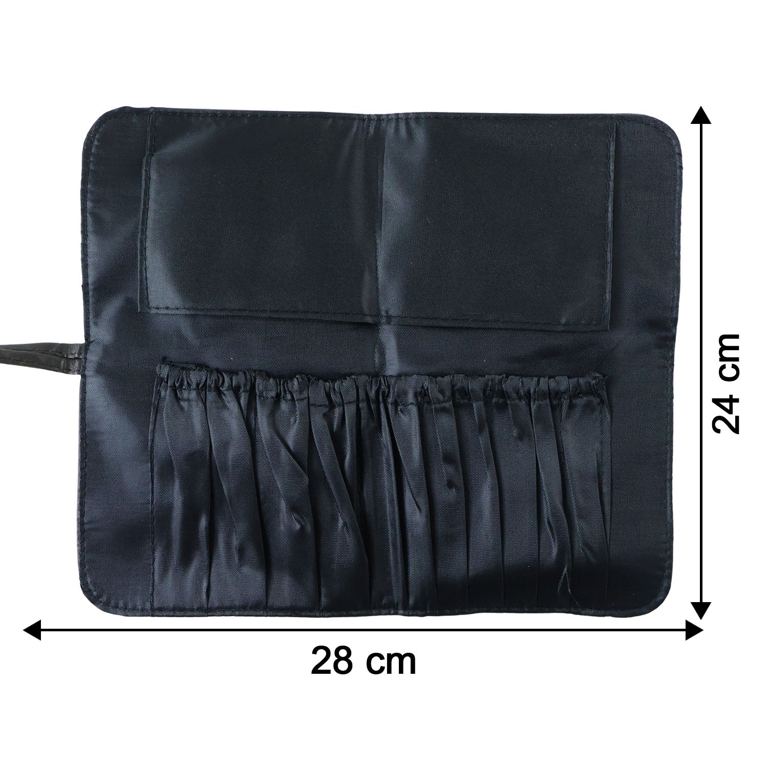 Wukusy premium foldable makeup brush organizer bag with multiple compartments, designed for easy storage and travel.