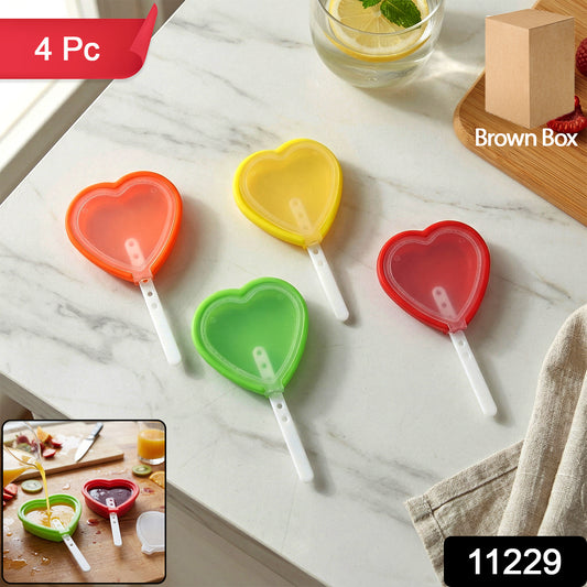 Wukusy premium heart-shaped silicone popsicle mold set with four reusable molds for making colorful frozen treats.