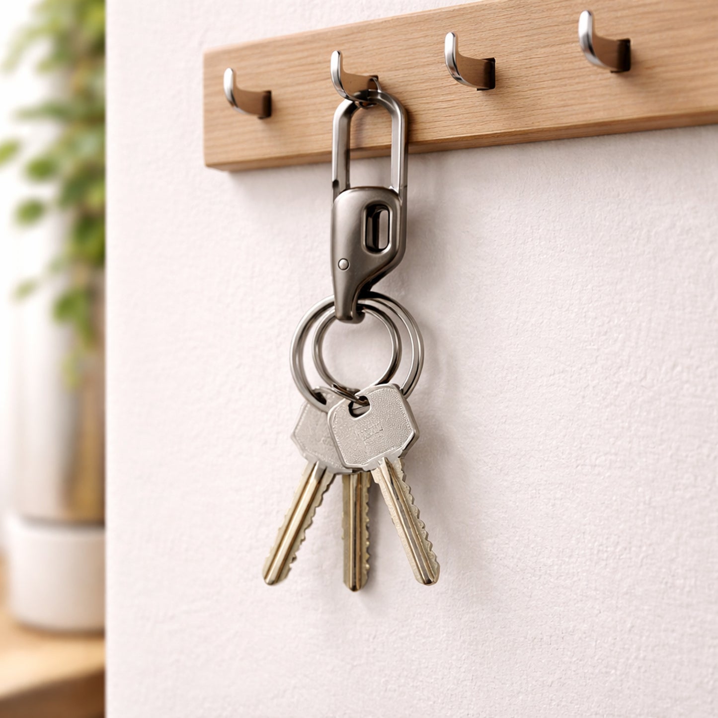 Wukusy premium heavy-duty metal keychain with push lock and dual rings for secure key organization and everyday use