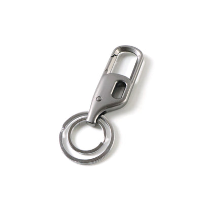 Wukusy premium heavy-duty push lock metal keychain with dual rings, durable and compact for everyday key organization.