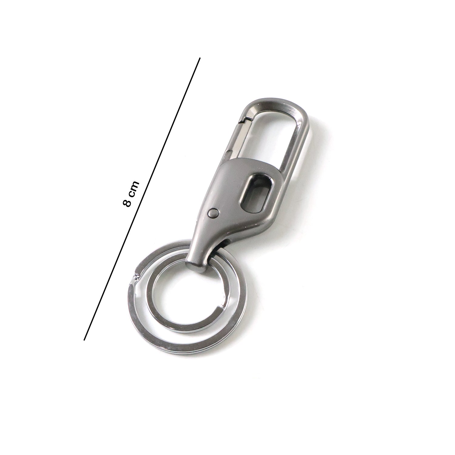 Wukusy premium heavy-duty metal keychain with push lock and dual rings, showcasing durable construction and secure locking mechanism.