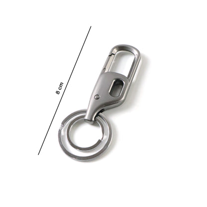 Wukusy premium heavy-duty metal keychain with push lock and dual rings, showcasing durable construction and secure locking mechanism.