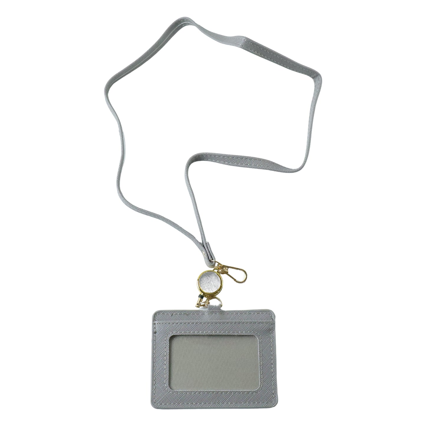 Wukusy premium ID card holder with adjustable neck strap, clear plastic window for ID display, black color, single piece.