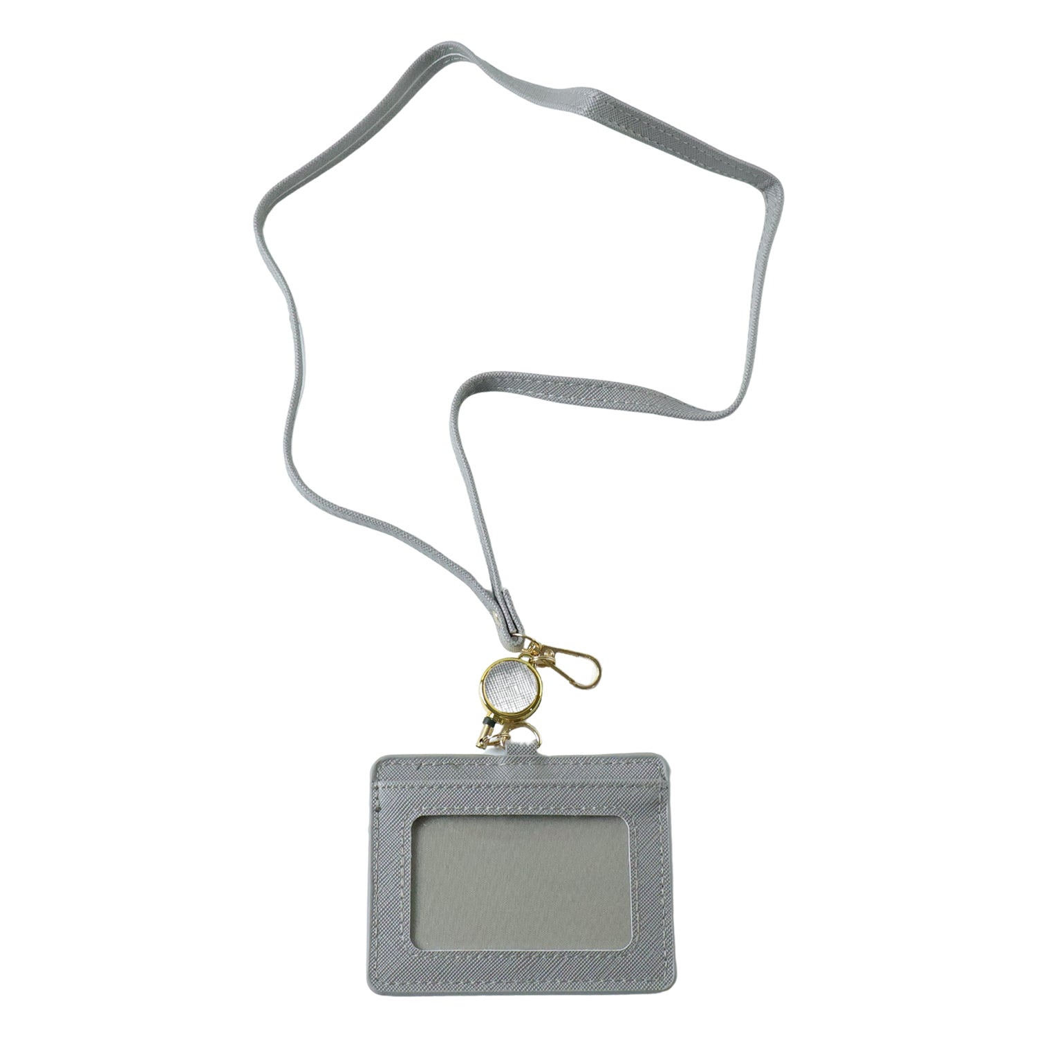 Wukusy premium ID card holder with adjustable neck strap, clear plastic window for ID display, black color, single piece.