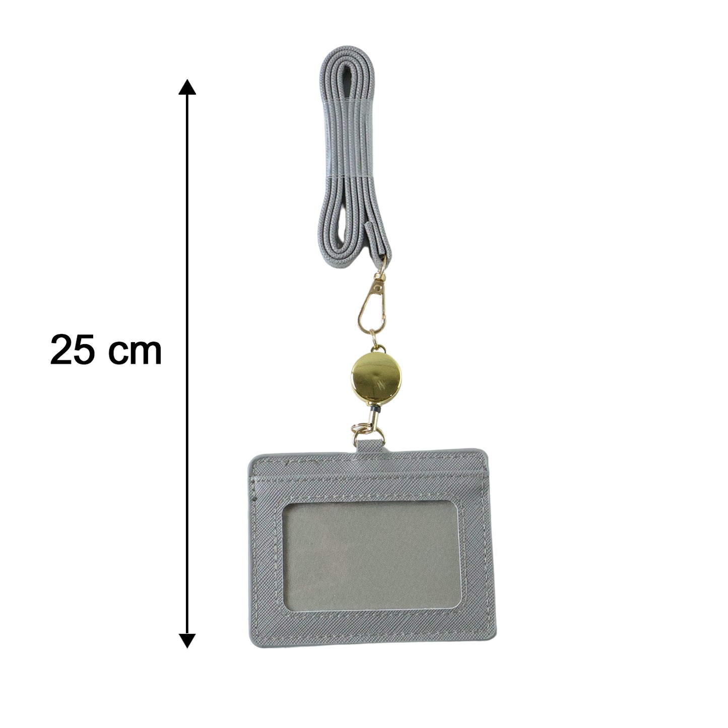 Wukusy premium ID card holder with adjustable neck strap, clear transparent window, and secure clip for easy access.