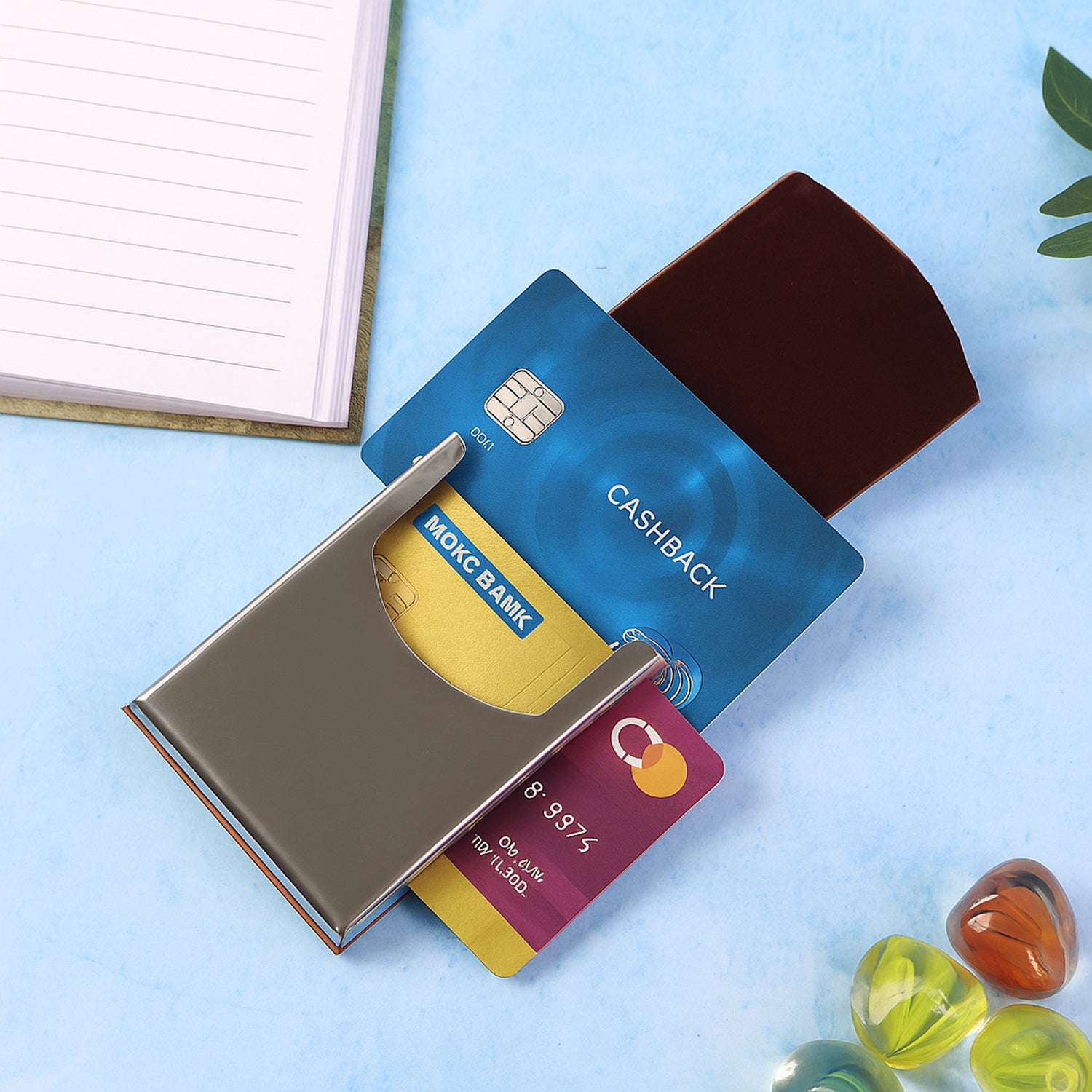 Wukusy premium leather finish visiting card holder, compact and stylish for carrying business cards securely.
