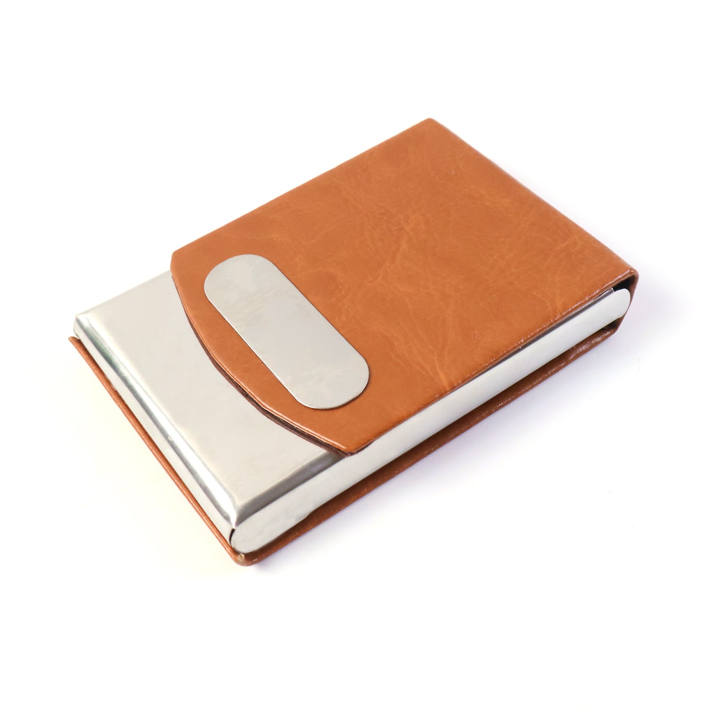 Wukusy premium leather finish visiting card holder, sleek compact design for holding business cards.