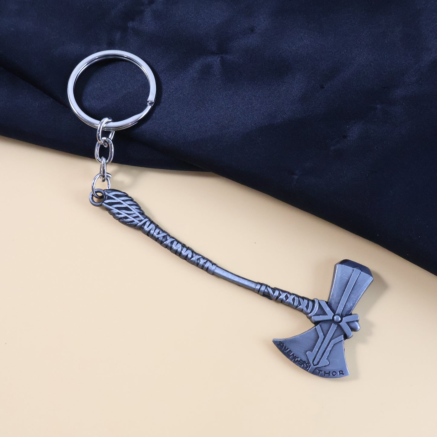 Wukusy premium metal axe keychain, small outdoor tool keyring with detailed axe design, compact and durable accessory.