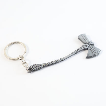 Wukusy Premium Metal Axe Keychain showing a detailed miniature axe design on a keyring.
