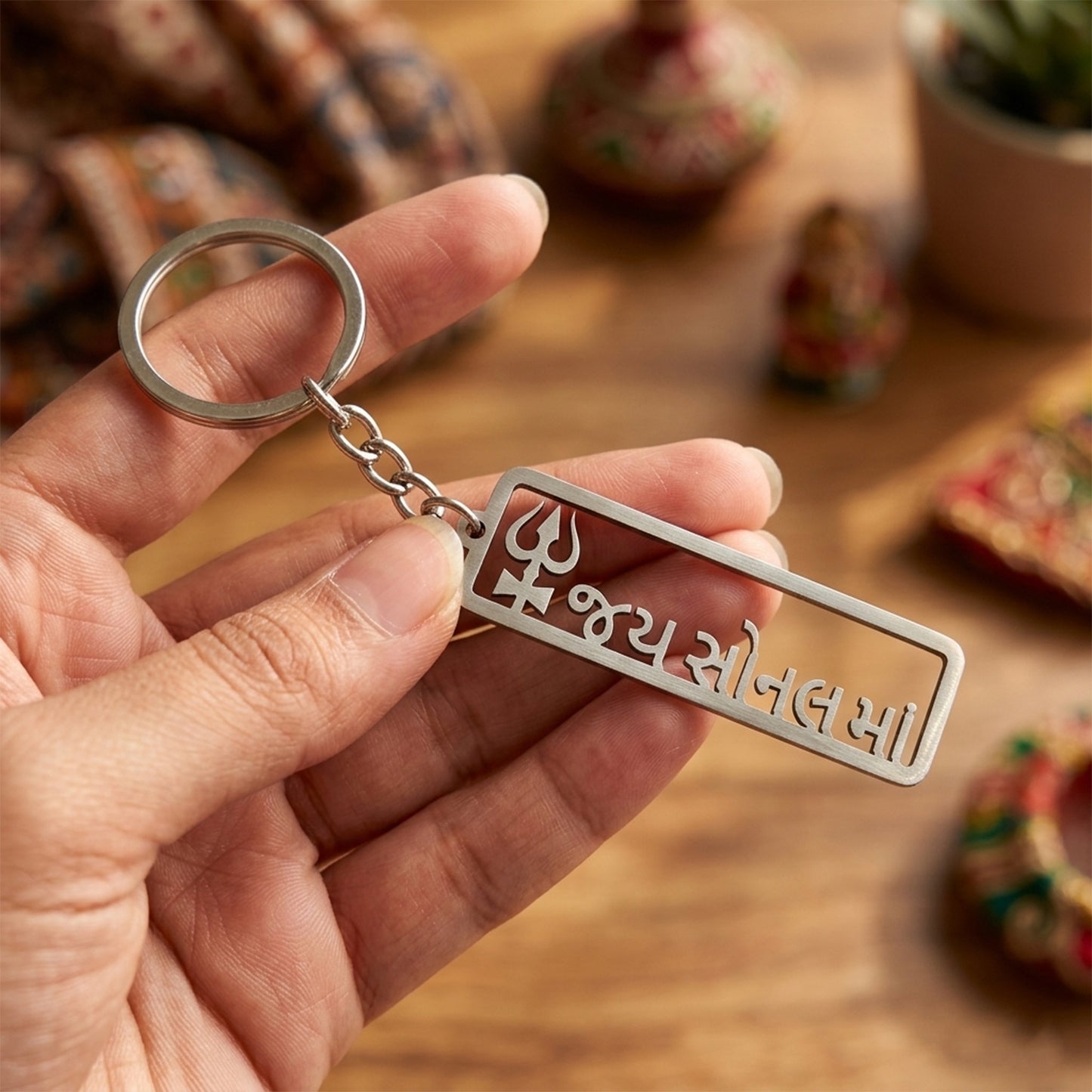 Premium metal Jay Sonal Ma keychain by Wukusy featuring intricate design and durable construction, ideal for everyday use.