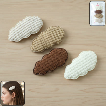 Set of four Wukusy premium padded cloud shape hair clips, colorful and soft, for stylish hair accessory options.