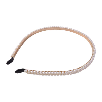 Wukusy premium pearl embellished slim hairband with small pearl accents, designed for elegant hair styling.