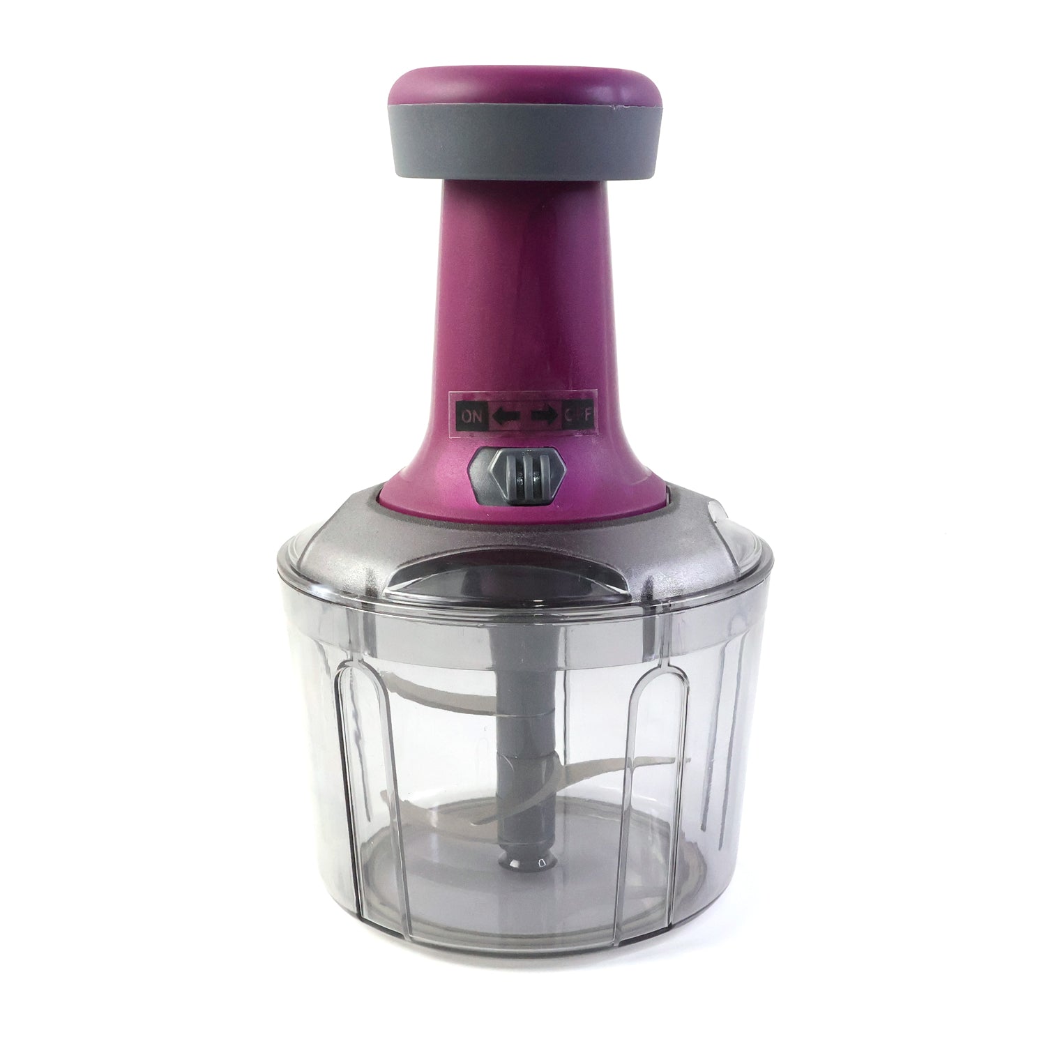 Wukusy Premium Push Chopper 1100 ml with stainless steel blades and clear plastic container for easy food chopping.