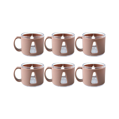 Six elegant round tea cups from Wukusy's premium tea cup set, displayed in a neat arrangement on a white background.