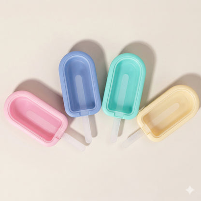 Wukusy premium silicone ice cream popsicle mold set with four colorful molds for making homemade frozen treats.
