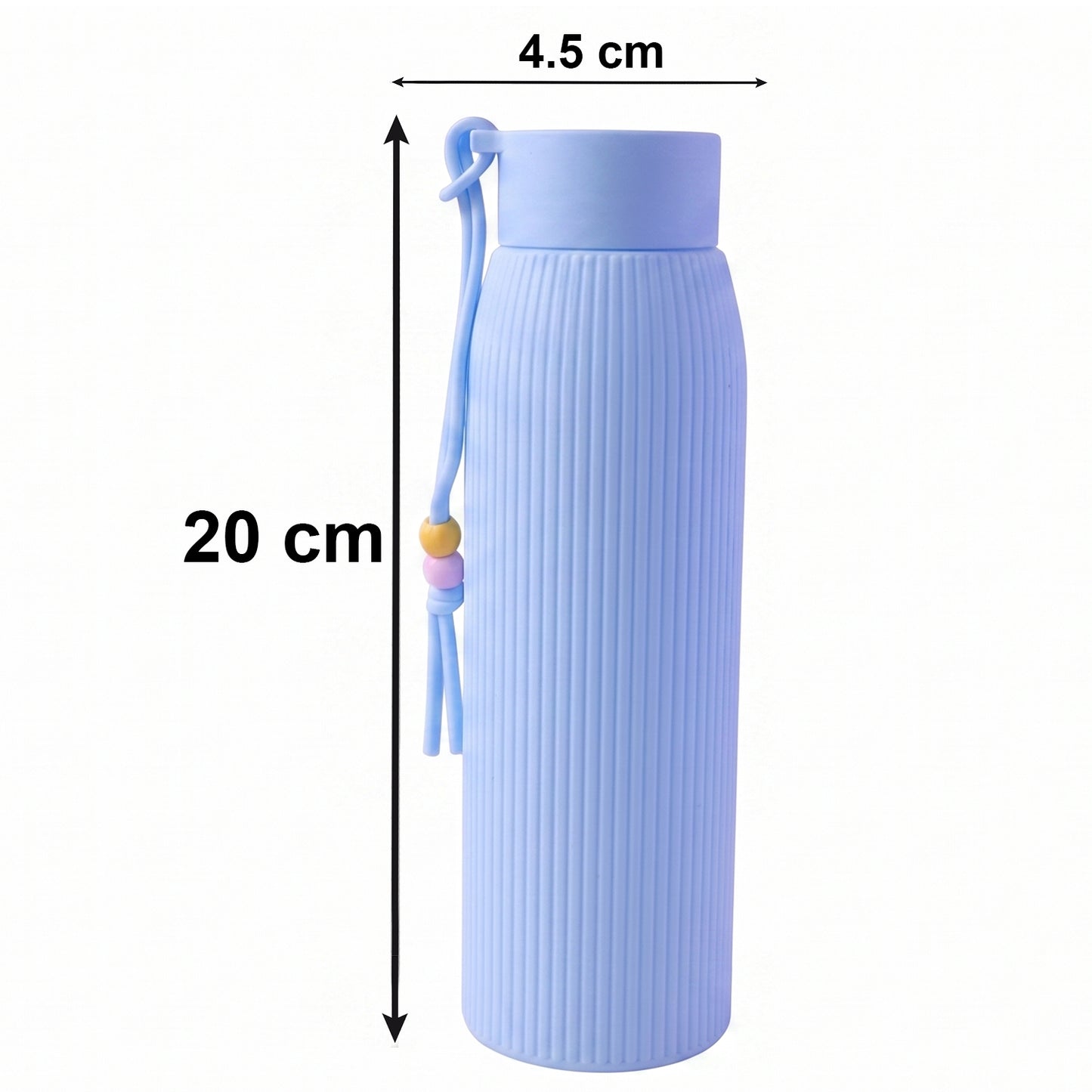 Wukusy premium textured glass water bottle, 300 ml, with a sleek design and secure lid, ideal for hydration on the go.