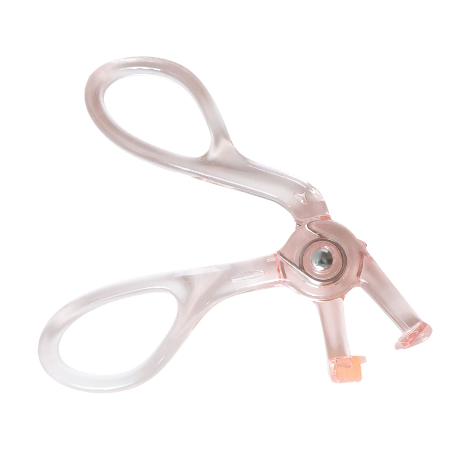 Wukusy premium transparent plastic eyelash curler with metal clamp for curling lashes, shown on a white background.