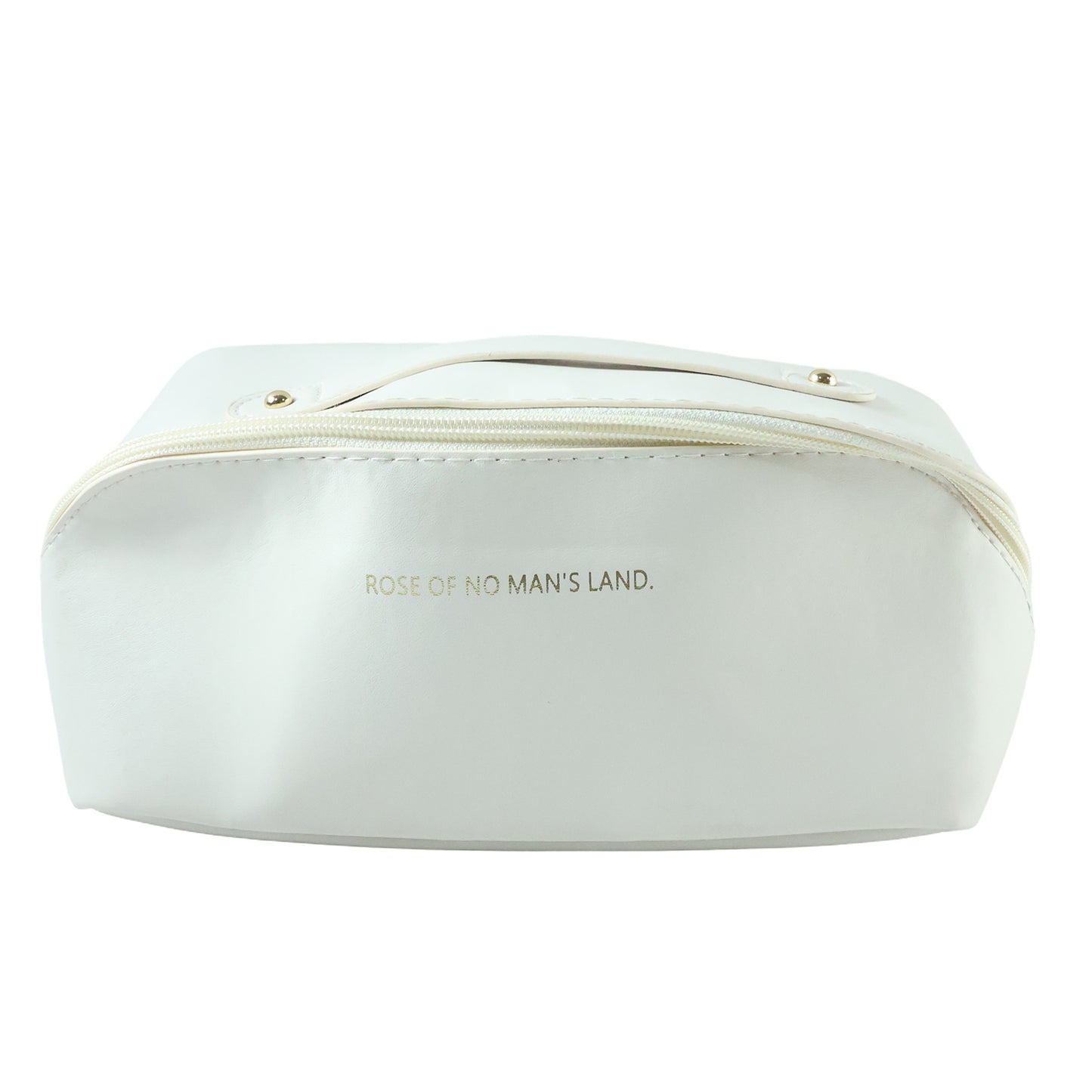 Wukusy premium travel makeup and toiletry organizer pouch with zipper and handle, compact storage for cosmetics and toiletries.