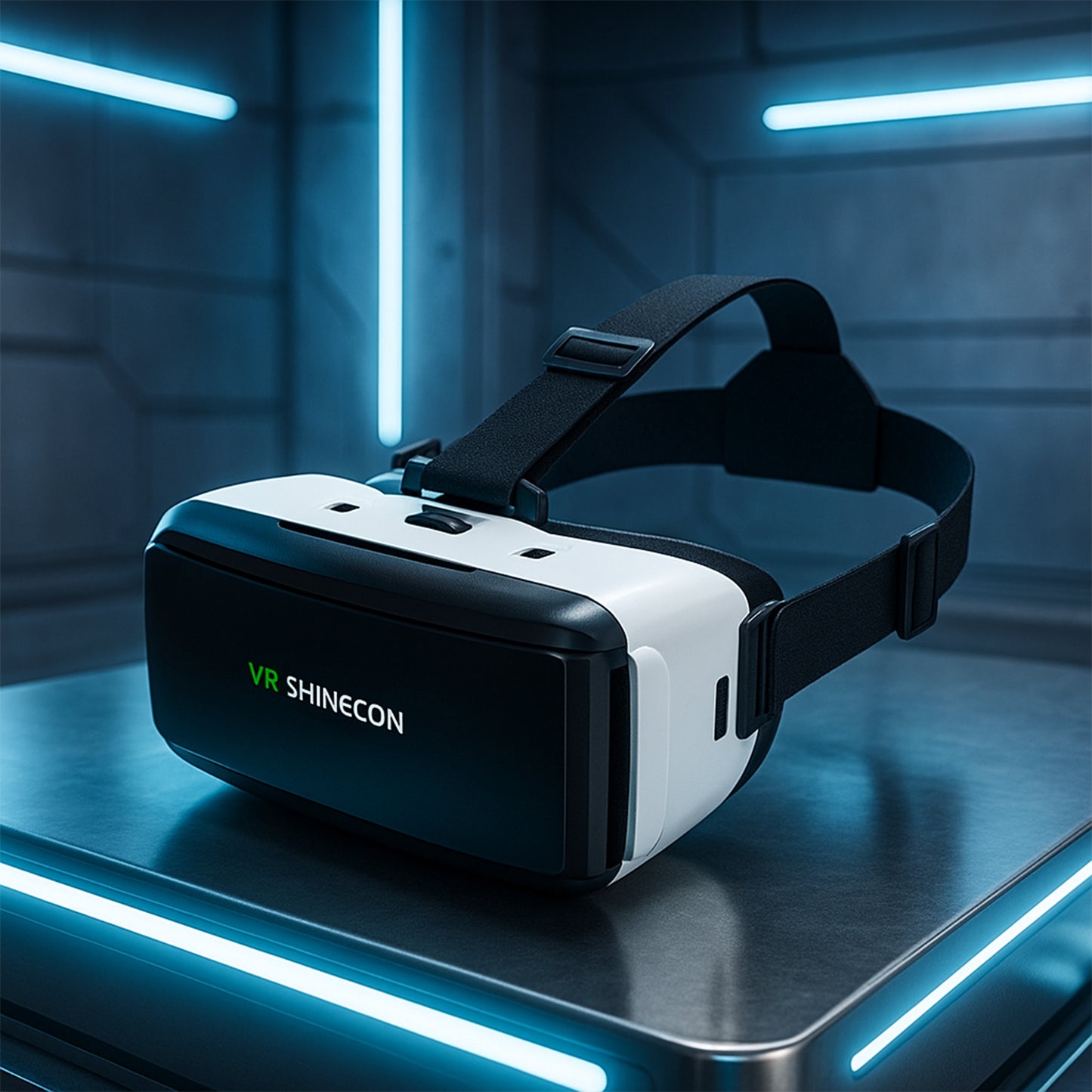 Wukusy Premium VR 3D Virtual Reality Headset showing adjustable head strap and lenses for immersive gaming and viewing experiences.