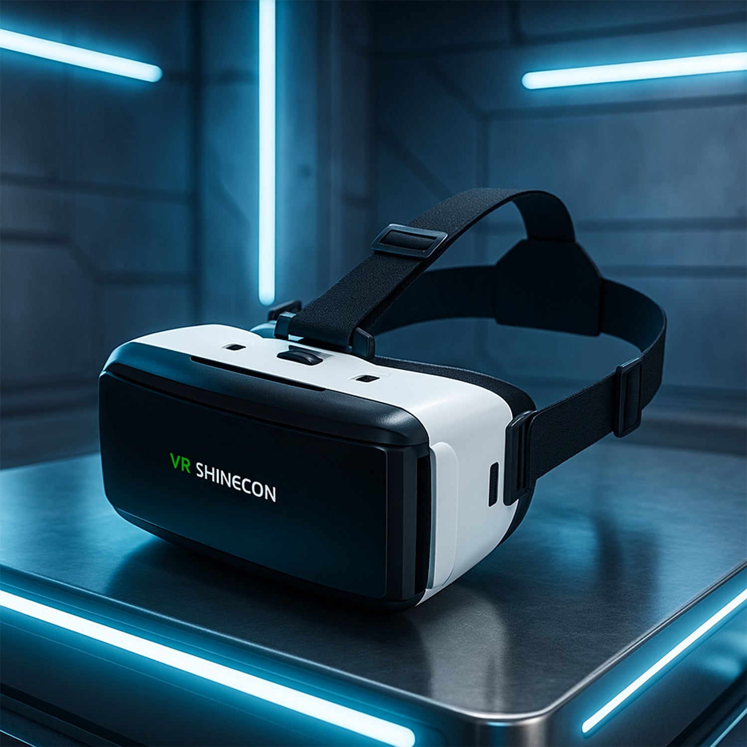 Wukusy Premium VR 3D Virtual Reality Headset showing adjustable head strap and lenses for immersive gaming and viewing experiences.
