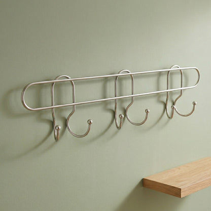 Wukusy premium wall-mounted metal multi-hook rack with multiple hooks for organizing coats, hats, and accessories.