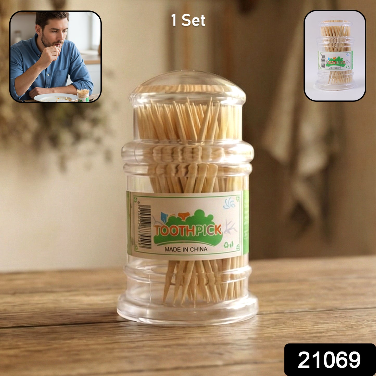 Wukusy premium wooden toothpick jar pack with multiple jars displayed on a clean surface, showcasing elegant storage and natural wood finish.