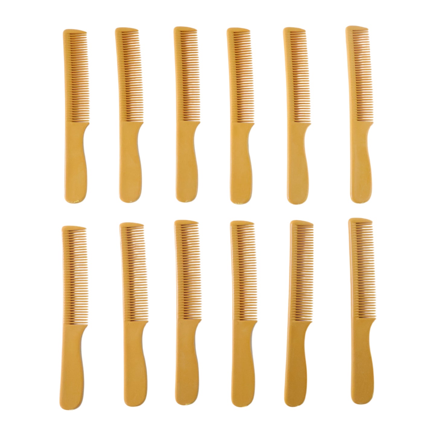 Set of 12 Wukusy professional plastic hair styling combs arranged for grooming and styling hair.