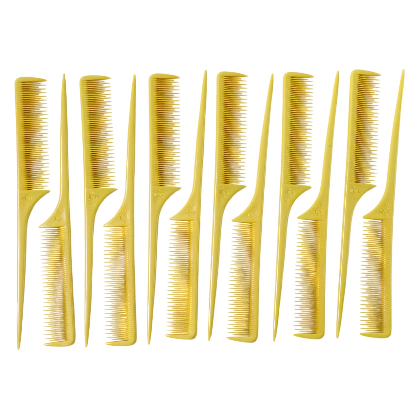 Set of 12 professional Wukusy tail combs for hair styling, featuring fine and wide teeth for precise parting and styling.