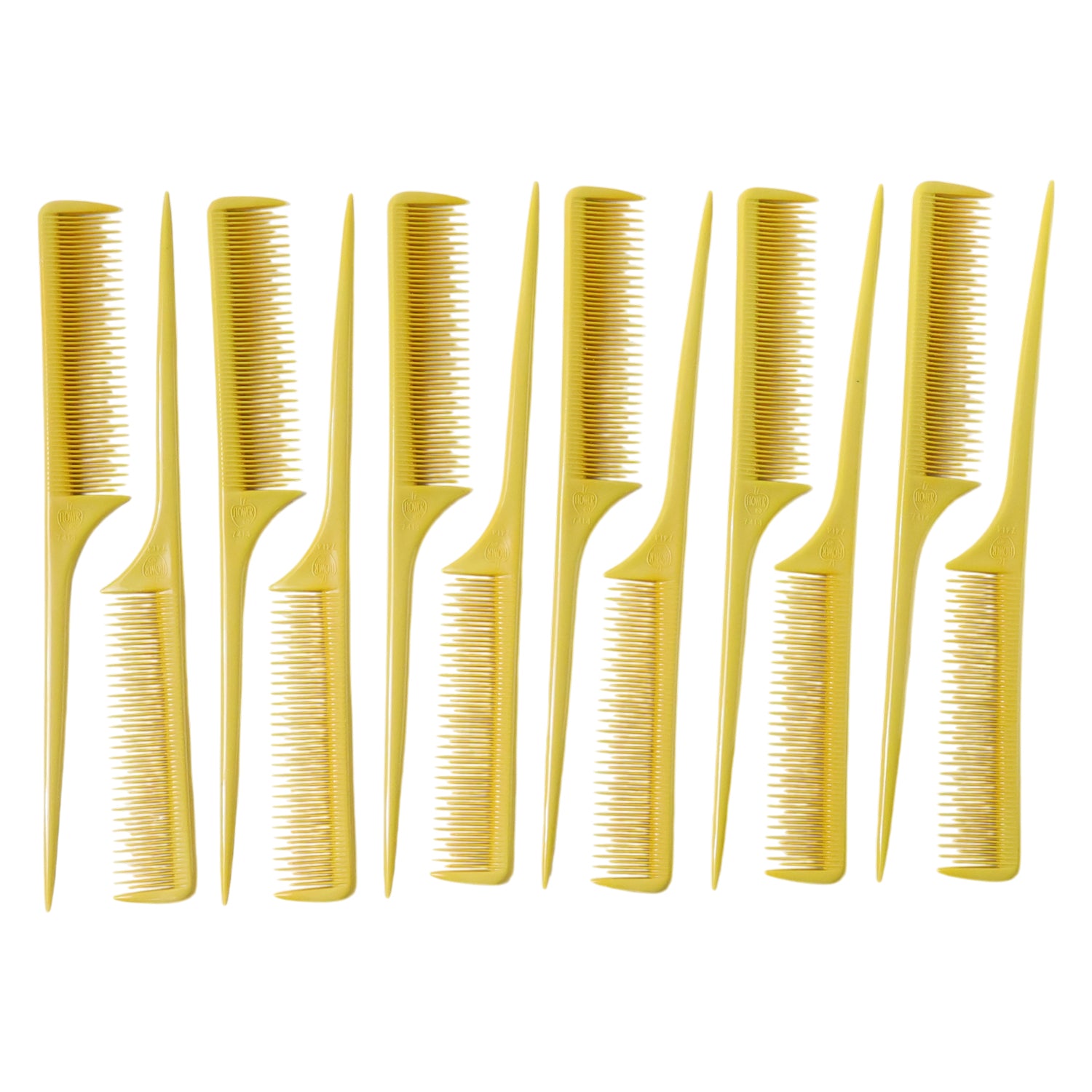 Set of 12 professional Wukusy tail combs for hair styling, featuring fine and wide teeth for precise parting and styling.