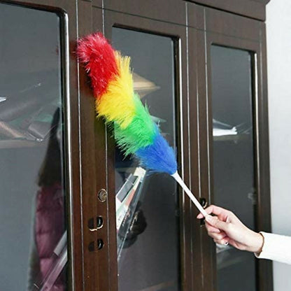 Wukusy Rainbow Microfiber Plastic Duster, 24-inch flexible lightweight dust cleaner for cleaning surfaces and hard-to-reach areas.