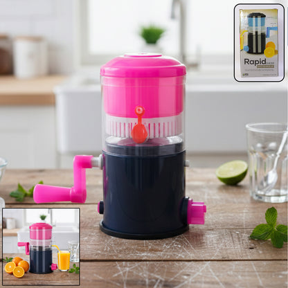 Wukusy Rapid Manual Hand Press Juicer set with stainless steel and plastic components for fresh fruit juice extraction.