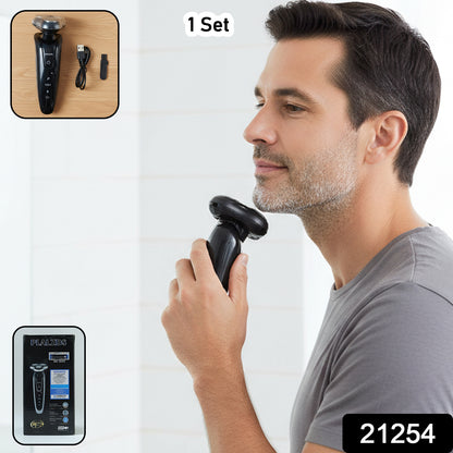Wukusy rechargeable electric rotary shaver and trimmer set for men with multiple blades and ergonomic design.