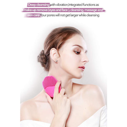 Wukusy rechargeable sonic silicone face cleansing brush with soft bristles and ergonomic handle for gentle skincare.