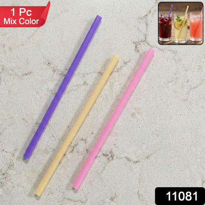Wukusy reusable drinking straw for cold drinks, 1 piece with mixed colors, made of durable material for eco-friendly use