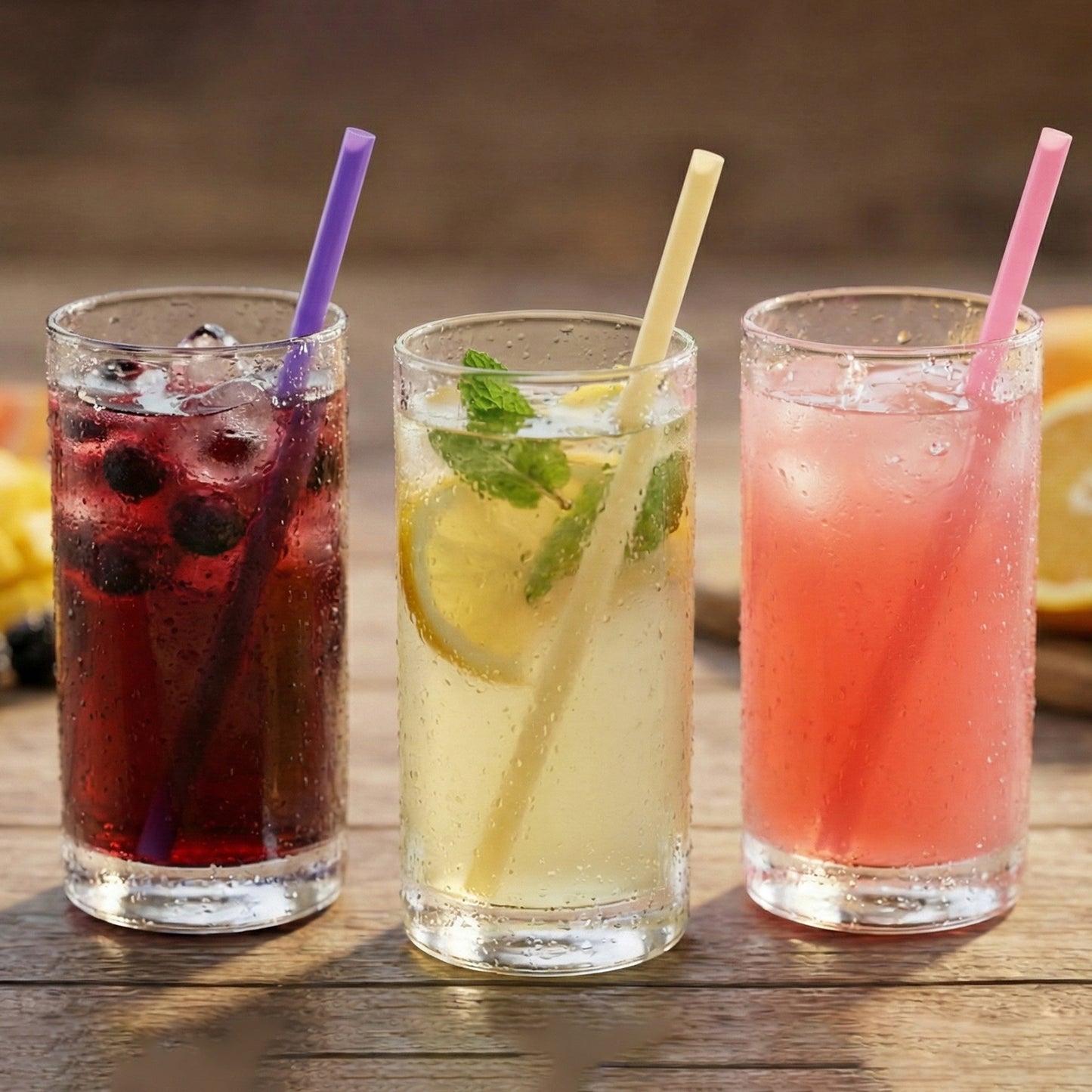 Colorful reusable Wukusy drinking straw for cold beverages, made of durable material, with a mix of vibrant colors.