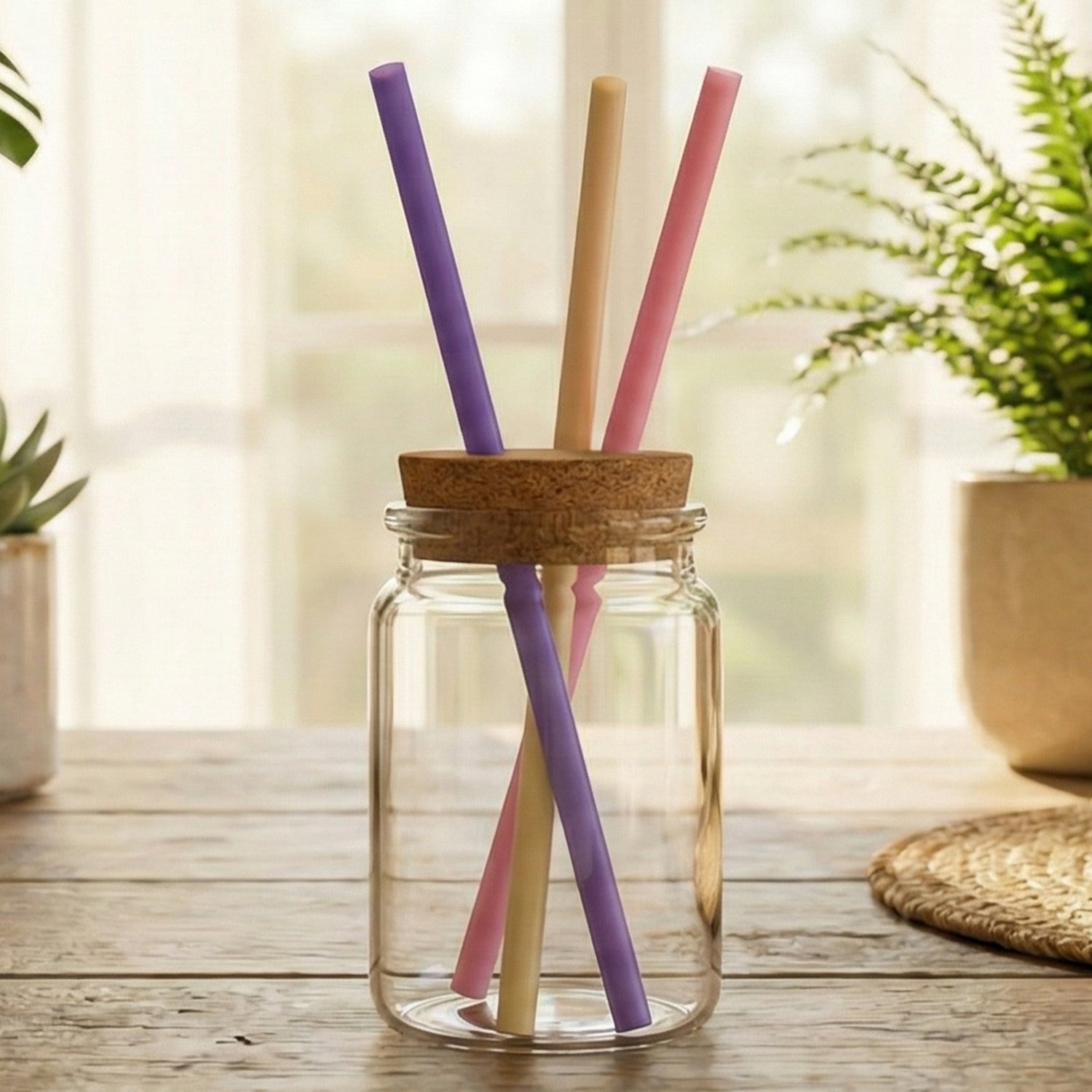 Colorful Wukusy reusable drinking straw for cold beverages, 1-piece, in mixed vibrant colors.