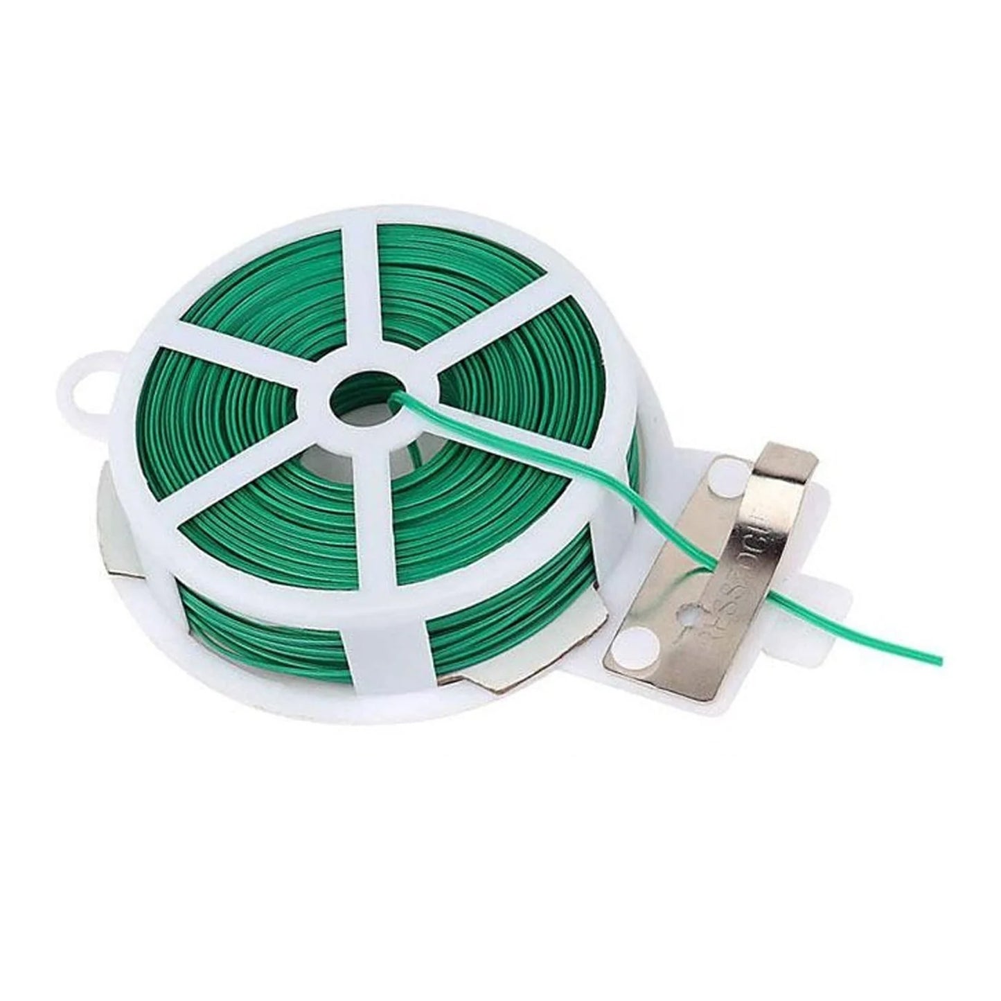 Wukusy reusable green twist tie roll, 50 meters long, featuring flexible wire ties for bundling and organizing items.