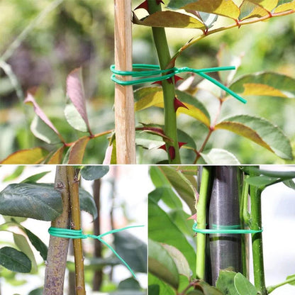 Wukusy reusable green twist tie roll, 50 meters long, shown coiled for bundling and securing items with eco-friendly twist ties.