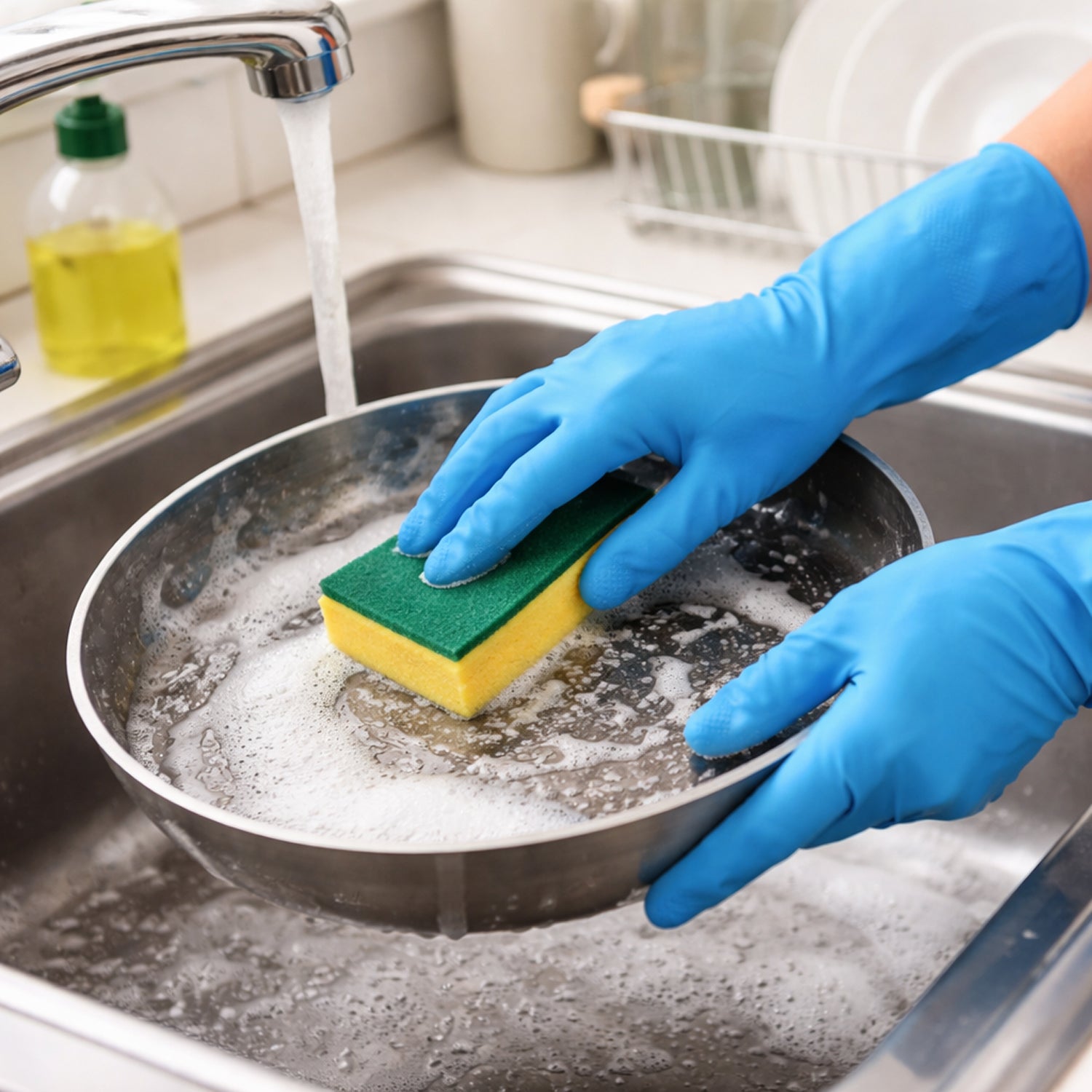 Pair of Wukusy reusable hand protection gloves, durable and comfortable for cleaning, gardening, or industrial use.