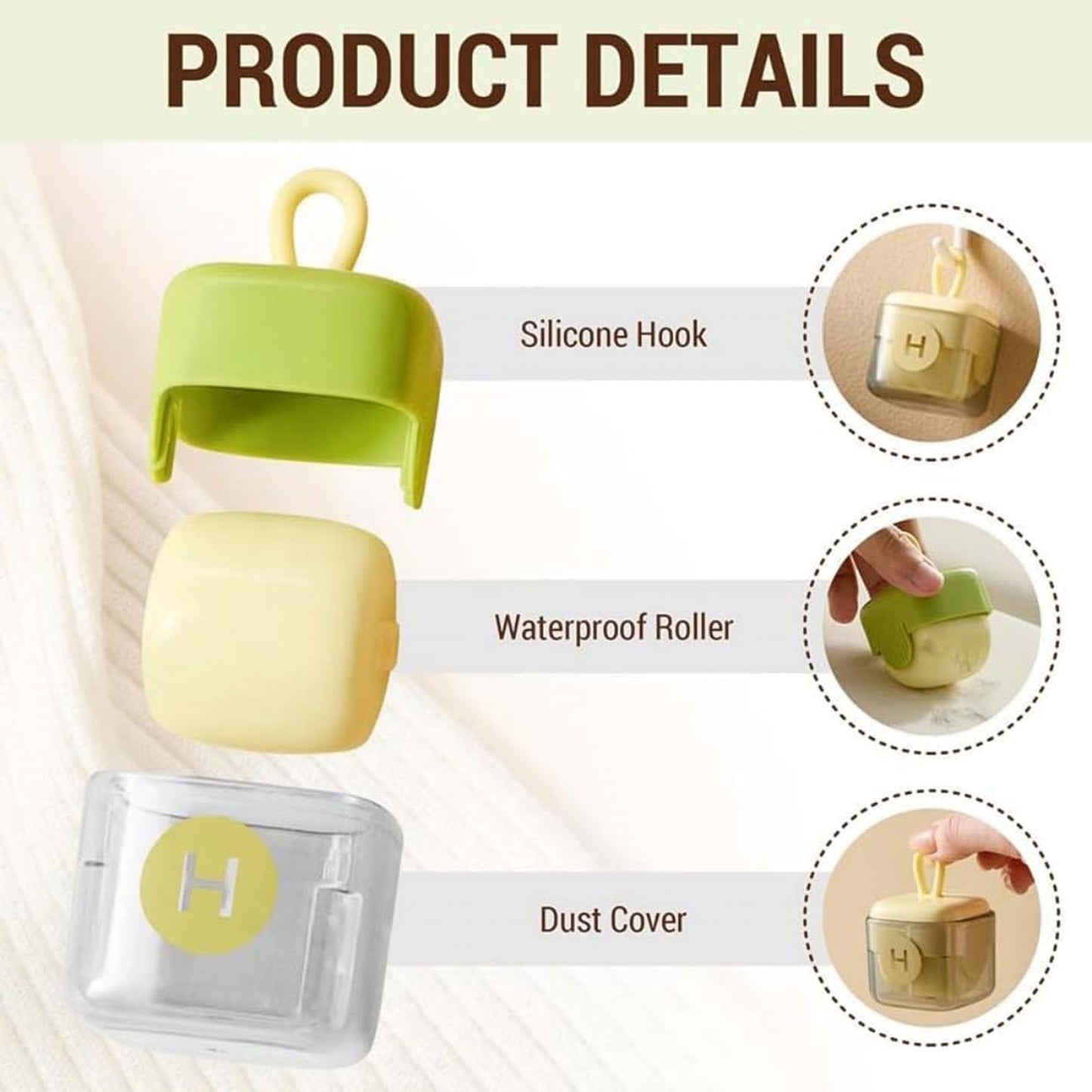 Wukusy reusable portable lint roller with storage case, compact design for quick lint and pet hair removal.