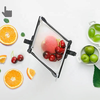 Wukusy reusable silicone food storage bag set with leakproof lock, flat bottom design, perfect for snacks, freezer, microwave, and dishwasher.