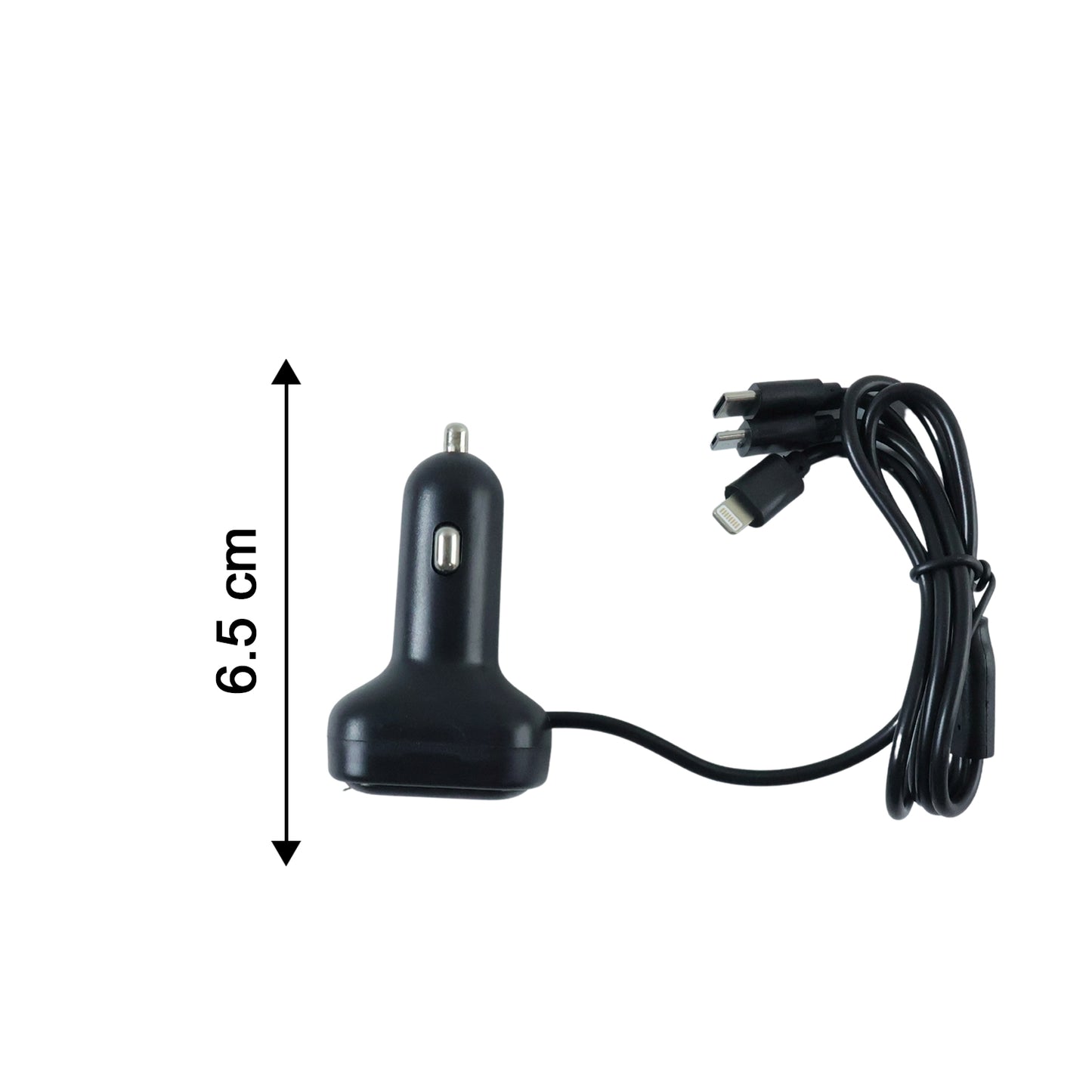 Wukusy RGB breathing light multi-port car USB charger with 62 cm cable, multiple charging ports for smartphones and devices.