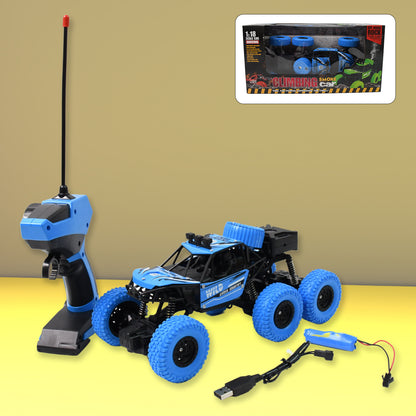 Wukusy Rock Climber Car with 8 wheels, remote control, showcasing its rugged design and climbing features, battery not included.