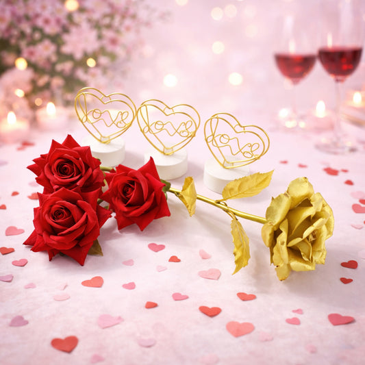 Wukusy romantic heart love table decor gift set with romantic heart-shaped ornaments and decorative accents for special occasions