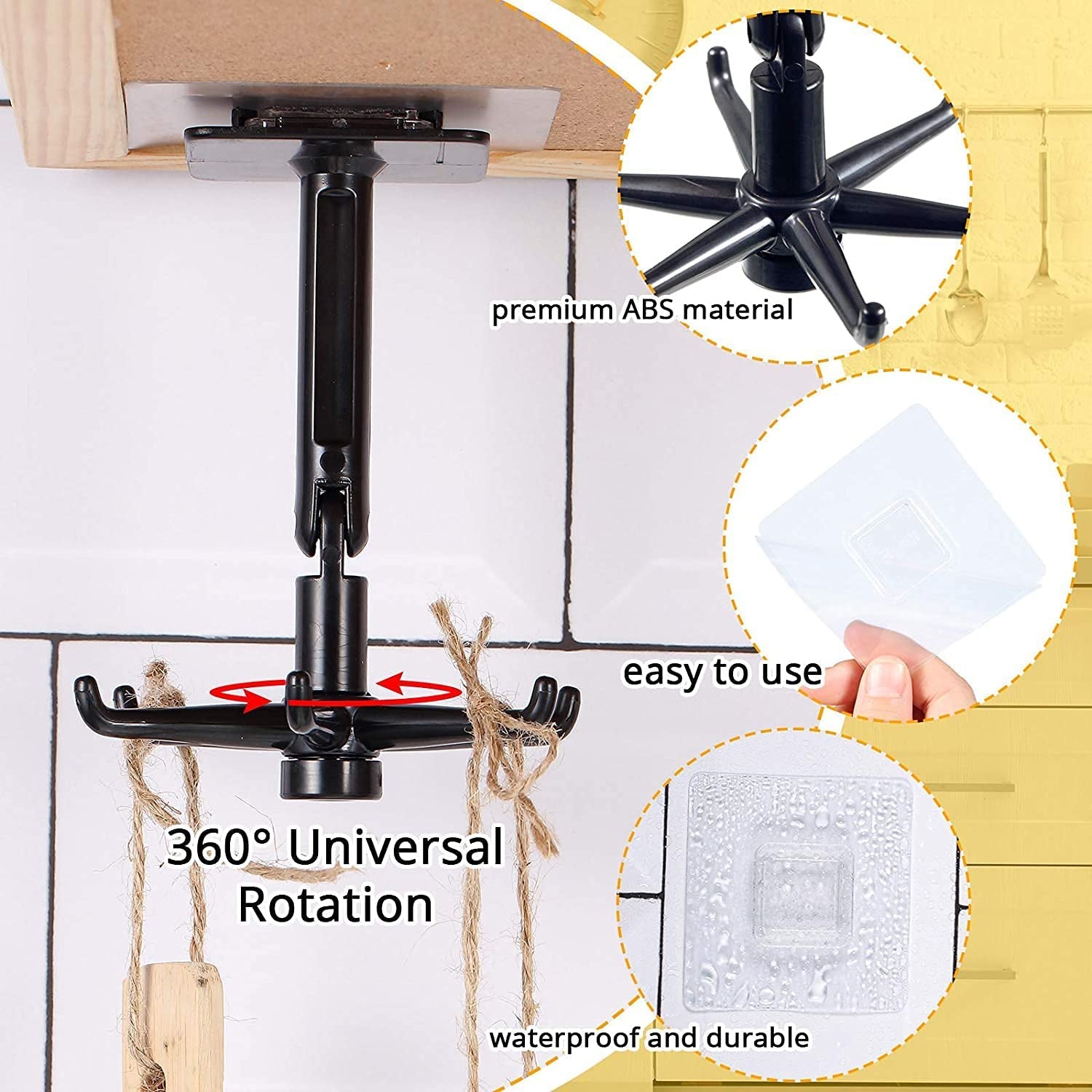 Wukusy rotatable hooks for hanging, 360-degree swivel hooks for versatile hanging solutions.