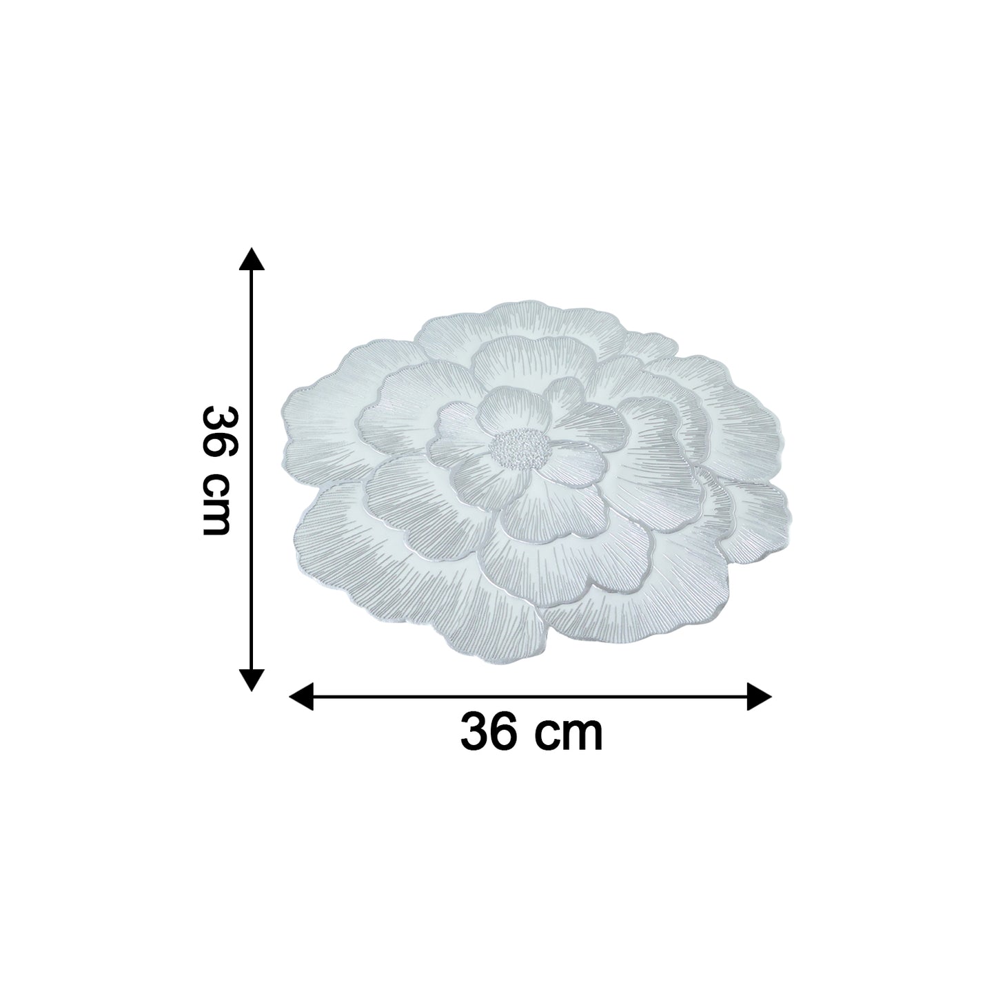 Round floral design PVC table mat by Wukusy, 36x36 cm, featuring colorful flower patterns on durable surface.