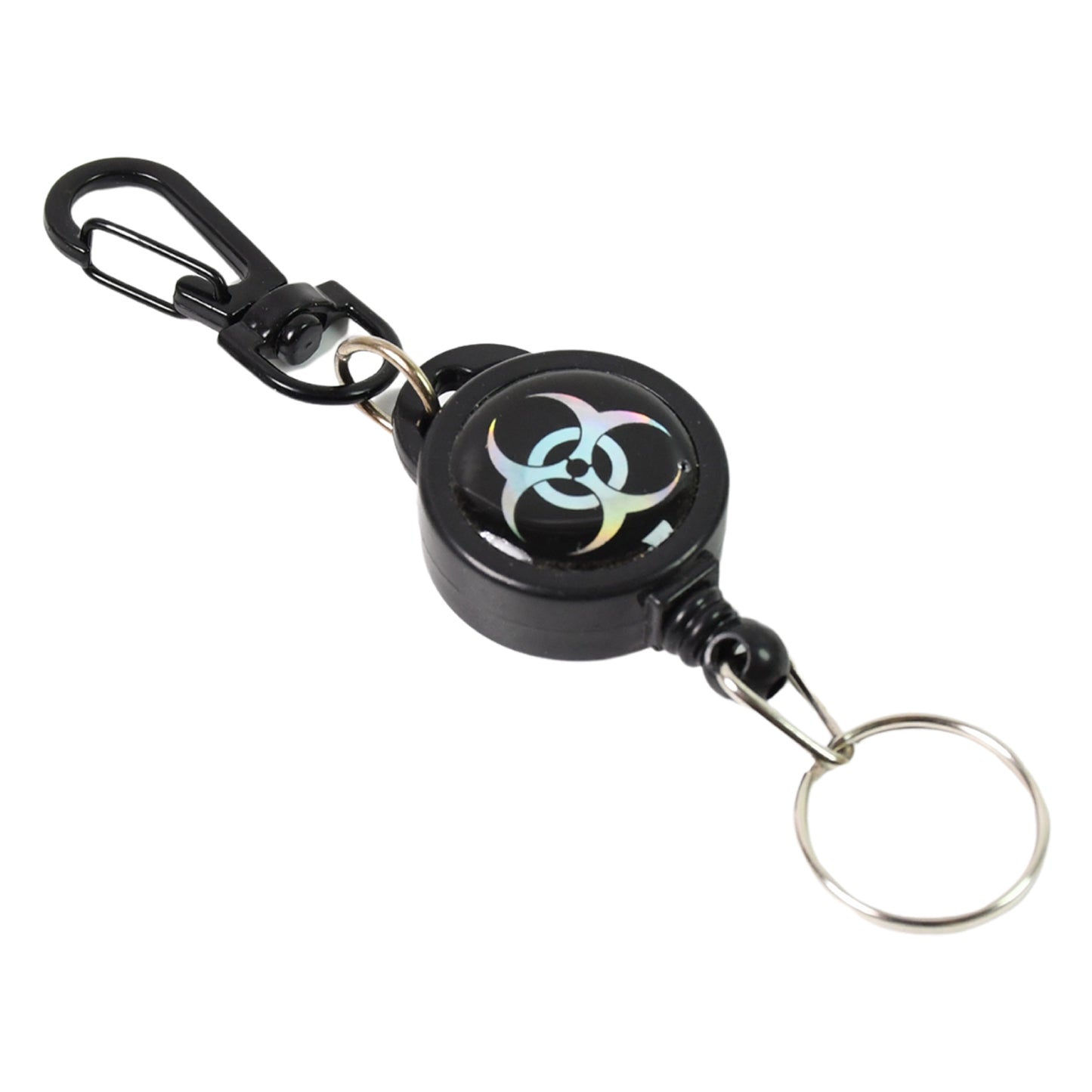 Wukusy safety anti-lost retractable key chain, small size, with keyring and retractable cord for secure key holding.