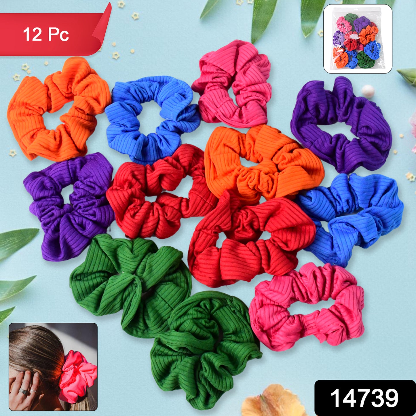 Set of 12 Wukusy elastic hair bands featuring stylish, colorful hair accessories for versatile hair styling.